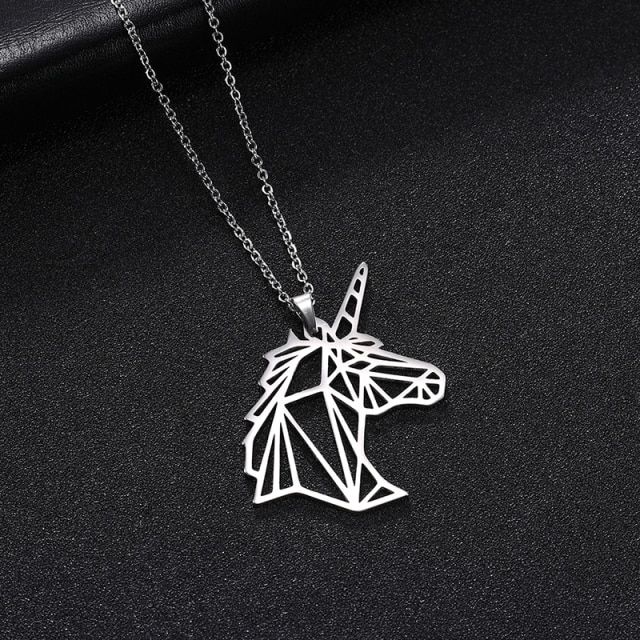Skyrim Unicorn Fox Crane Pendant Necklace Women Girls Stainless Steel Animal Choker Chain Statement Jewelry