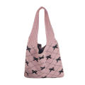 Polyester Crochet Tote Bag Soft Texture Knitted Handbag Bow Pattern Bag for Daily Use Market Shopping Beach Accessory Women's Fashion Casual Outing. 