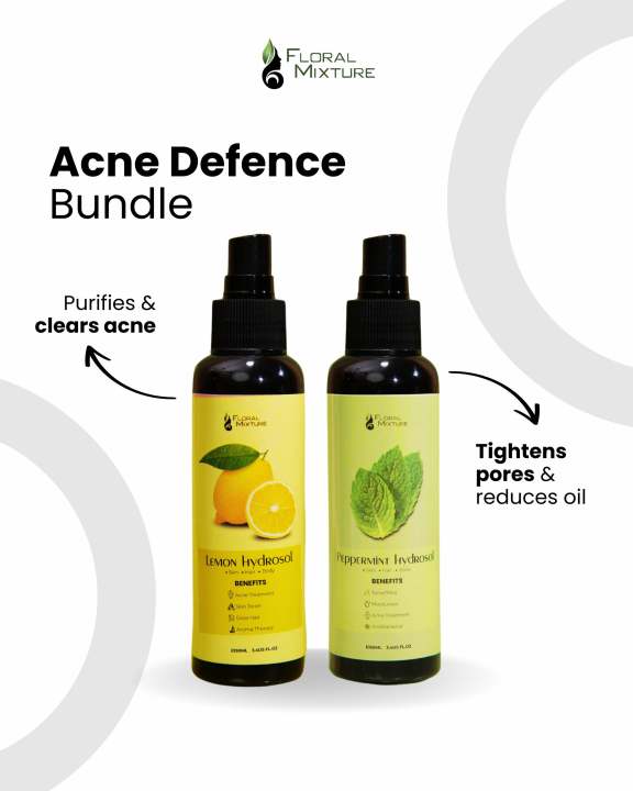 Floral Mixture Acne Defence Bundle – Lemon & Peppermint Hydrosol Duo ...