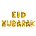EID MUBARAK FOIL BALLOON IN GOLDEN COLOR ( 16 INCH , 10 ALPHABETS FOIL BALLOONS ). 