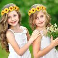 Bohemian Wedding Headpiece Flower Girl Headdress Bridal Wreath Headpiece Sunflower Headband Boho Flower Crown. 