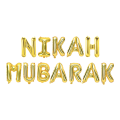 “NIKAH  MUBARAK” Foil Balloons Golden with 2 Stars - Letter Balloons For Nikah Event Party Decoration Nikah Mubarak Decor Supplies. 
