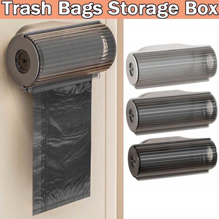 Home-Use Trash Bags Dispenser Easy-Install Wall-Mounted Bathroom-Compatible Garbage Bag Holder Plastic Space-Saving Plastic Bag Organizer for Kitchen Accessory Bathroom Organization Home Storage Waste