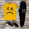 Yelllow Sad printed summer track suit jersey stuff high quality track suit for men-yellow. 
