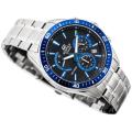 Casio Edifice Mens Steel Band/Blue Chronograph Date Dial Silver Steel Band Watch-EFR-552D-1A2VUDF. 