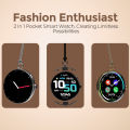 Faster Nerv 4 Pro Smart Watch 3-in-1 metallic Silicon Strap and locket 1.43-Inch AMOLED Display Smartwatch with 7-10 Days Battery, Stylish Zinc Alloy Chain Locket, Smart Watch for Men and Women, Golden. 