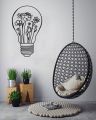 Bulb with flowers vase Wooden frame wooden wall art. 