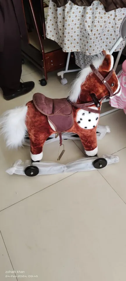 Small size rocking wooden horse ride on toys colorful moving mouth