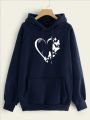 Heart Butterfly Printed Fleece Full Sleeves Pull Over Comfortable Hoodie For Girls & Women. 