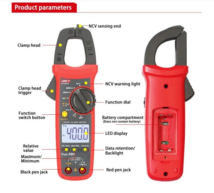 UT203+AC/DC%20Digital%20Clamp%20Meter%20%7C%20UNI%20T%20Digital%20Clamp%20Multimeter%20Voltage%20&%20Current,,%20resistance,%20frequency,%20duty%20cycle,%20continuity%20Tester.%20-%20Image%203