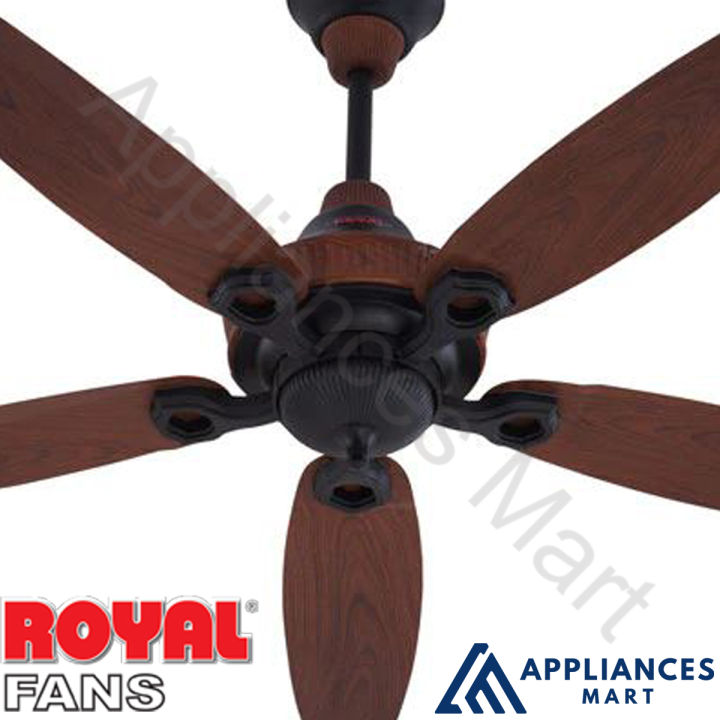 Royal Fans Ceiling Fan Ornament Model 5 Blades Copper 56 Inches Black Sheesham