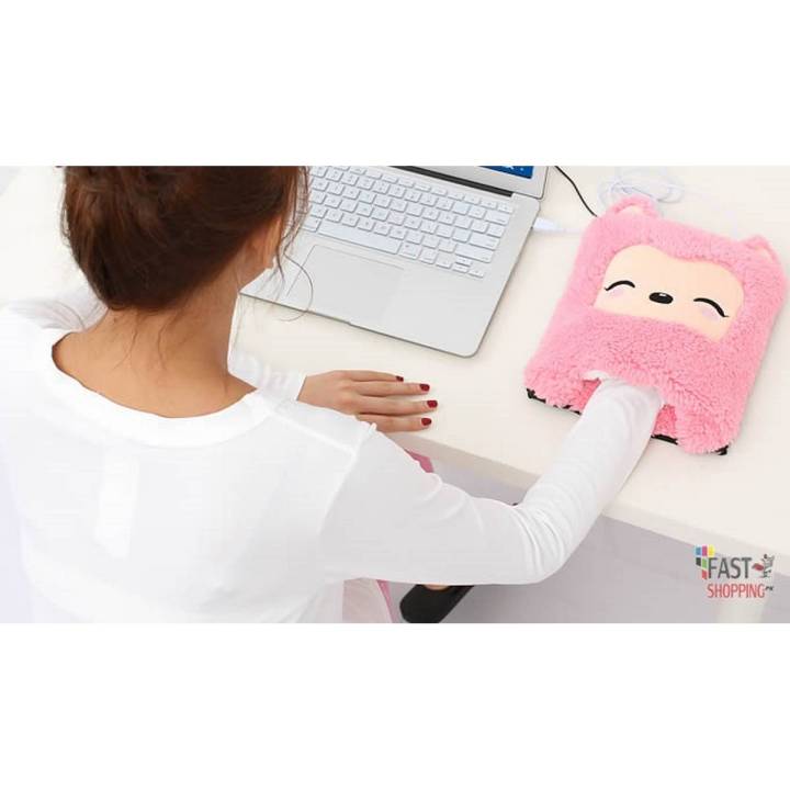 USB Heated Cute Mouse Pad Mouse Hand Warmer with Wristguard Warm Winter For Gift