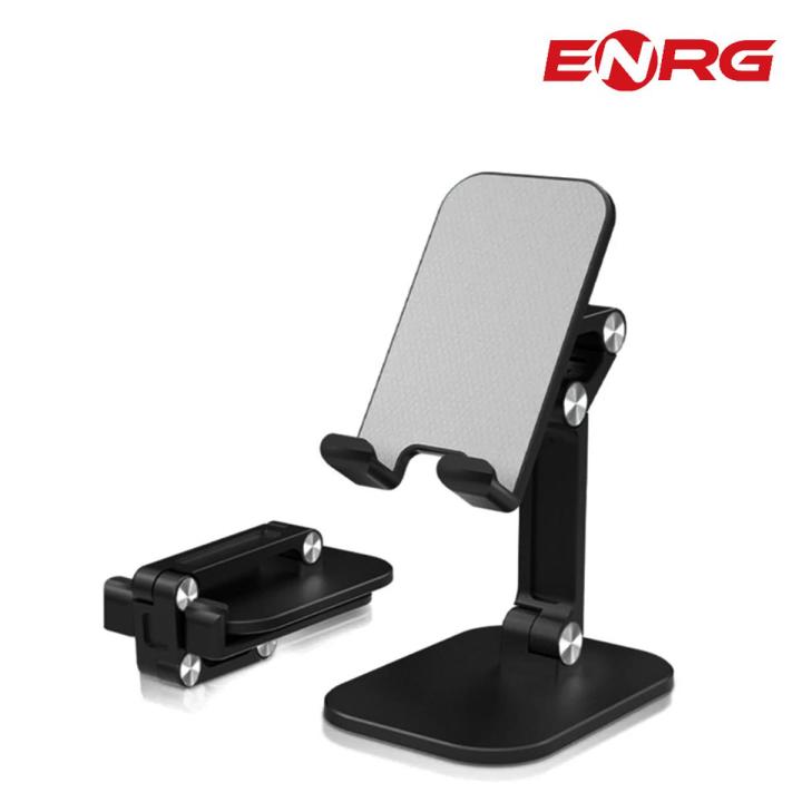 Energy - ENRG Desktop Foldable Mobile Phone Stand Holder Multi Position Movements For All Smartphone And Tablet Live Broadcasting_Tiktok Video Black