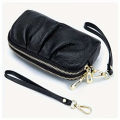 Elegant Genuine Leather Handheld Bag – Women’s Dual Zipper Wallet for Phone & Essentials. 