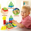 wooden shapes for kids Wooden Puzzle Toddler Toys Shapes Sorter Preschool Geometric Blocks Stacking Games for Kids Geometric Shape Sorter Wooden Puzzles Teaching Geometric Shape Cognitive Matching. 