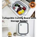 Collapsible Cutting Board with Colander - Foldable Multi-function Kitchen Plastic Silicone Dish Tub - Washing and Draining Veggies Fruits Food Grade Sink Storage Basket- Multicolor. 