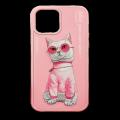 Nimmy Design Rich and Beautiful Girl Pink Cat Face Printed Cover For iPhone 13 Pro Max. 