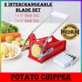 Potato Chips Cutter Chipper Vegetable French Fries Maker Interchangeable Double Blade 25 & 49 Slicer. 