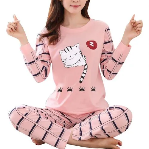 Winter%20Cute%20Cartoon%20Cat%20Print%20Pajama%20Set%20Women%20Two-Pieces%20Long%20Sleeve%20Sleepwear%20Underwear%20Girls%20Pajama%20Sets%20-%20Image%205