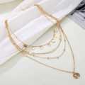 Women Multilayer Choker Horn Long Crescent Moon Coin Pendant Chain Necklace Collar Jewelry. 