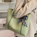Big Shopping Bags for Women Quality Soft Leather Tote Bag Simple Large Capacity Shoulder Bag Ladys Silk Scarf Design Handbag Bag. 