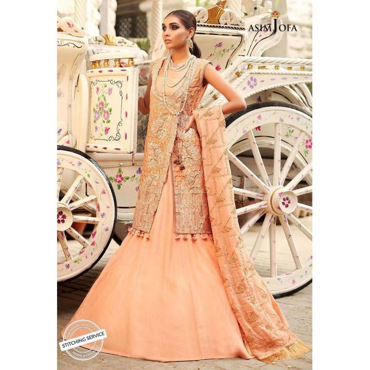 "ASIM JOFA Signature Embroidered Collection Multi Cotton Net  3PC -Unstitched Suit for Women"