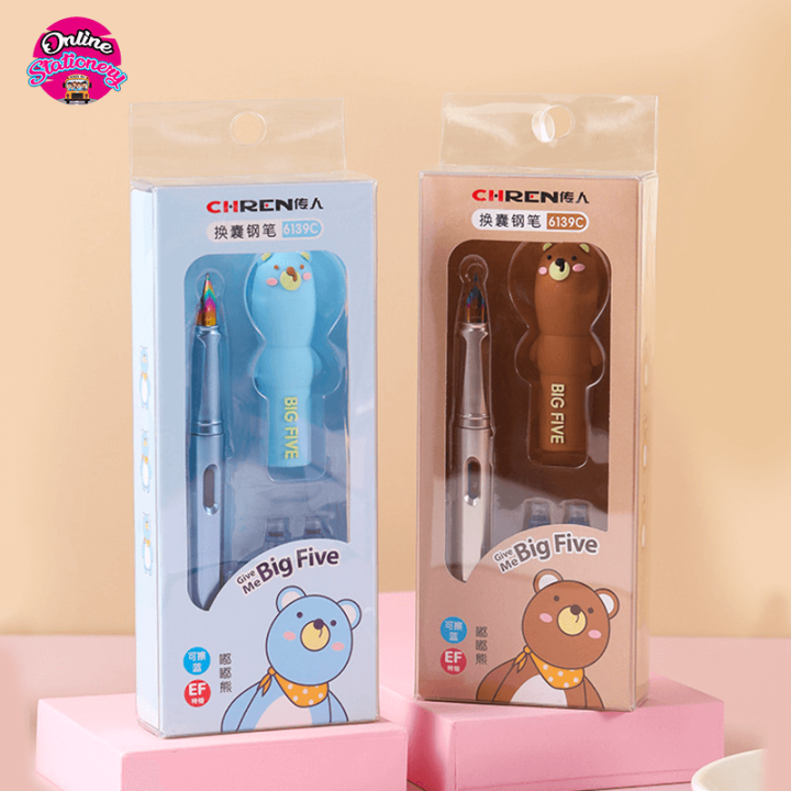 CHREN Big Five Cute Fountain Pen Set With Refill Ink CR-6139C