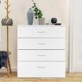 Chest of 4 Drawers Modern White, Chest of Drawers for Bedroom, Storage Cabinet Dresser Organizer Unit with Handle for Living Room. 