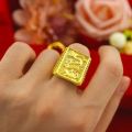 Gold shop with 999 24k real gold ring men's fortune adjustable 24 K 5D real gold ring smooth sailing domineering male ring. 