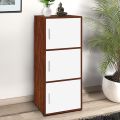 3-Tier Wood Cupboard Wood Almirah 3 Shelves With Door Storage Cabinet, Cupboard Almari. 