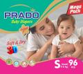 Prado Extraa Soft Baby Diapers Jumbo Pack SIZE 2 (Small) 96 Pcs Chinese Based 100 % Gell. 