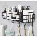 Bathroom Shelf No Drill Organizer Shower Storage Rack Black Shelves Wall Mounted Aluminum Toilet Shampoo Holder. 