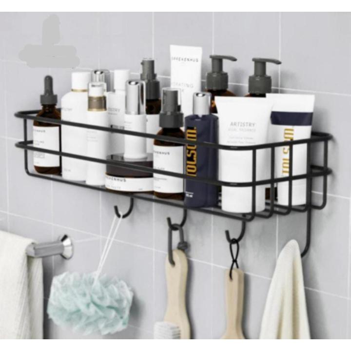 Bathroom Shelf No Drill Organizer Shower Storage Rack Black Shelves Wall Mounted Aluminum Toilet Shampoo Holder