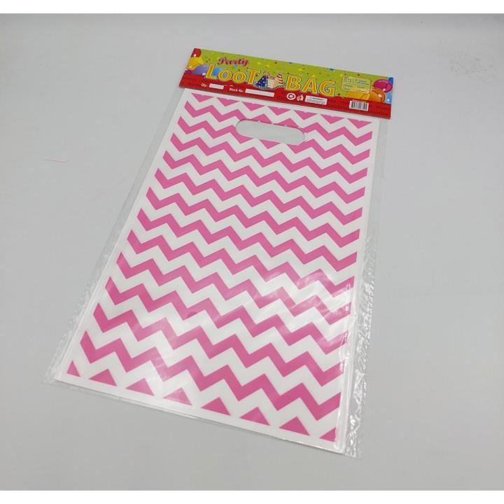 PINK ZIGZAG GOODY BAGS PACK OF 10 PINK THEME PARTY FAVORS GOODY BAGS