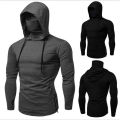 new Mens Gym Thin Hoodie Long Sleeve Hoodies With Mask Sweatshirt Casual Splice Large Mask Hoodie Sweatshirt Hooded Tops Cycling. 