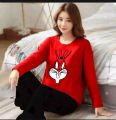 Printed Stylish Design T-Shirt Printed Trouser Design Stylish full Sleeves T-Shirt and Pajama Sexy Ladies Night Suit Ladies Night Wear Ladies Nighty Ladies Sleep Wear Suits ! Night Suit For Women and Girls. 