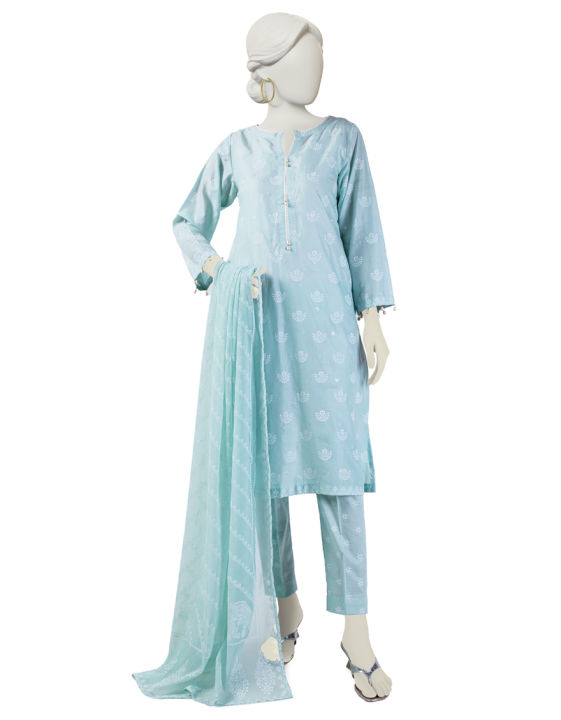 Junaid Jamshed Stitched 3 Piece Embroidered Paste Print Lawn Shirt , Paste Print Basic Lawn Trouser , Basic Paste Print Impure Chiffon Dupatta For Women and Girls - designcode: JLAWN-S-24-177/S WIR