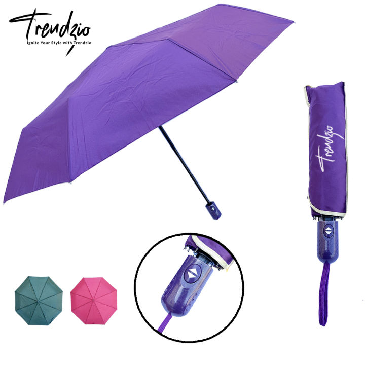 TRENDZIO Travel Umbrella Automatic Open Close Water Repellent Fabric Folding Umbrella Super Strong 8 Ribs Umbrella for Rain Sun protection
