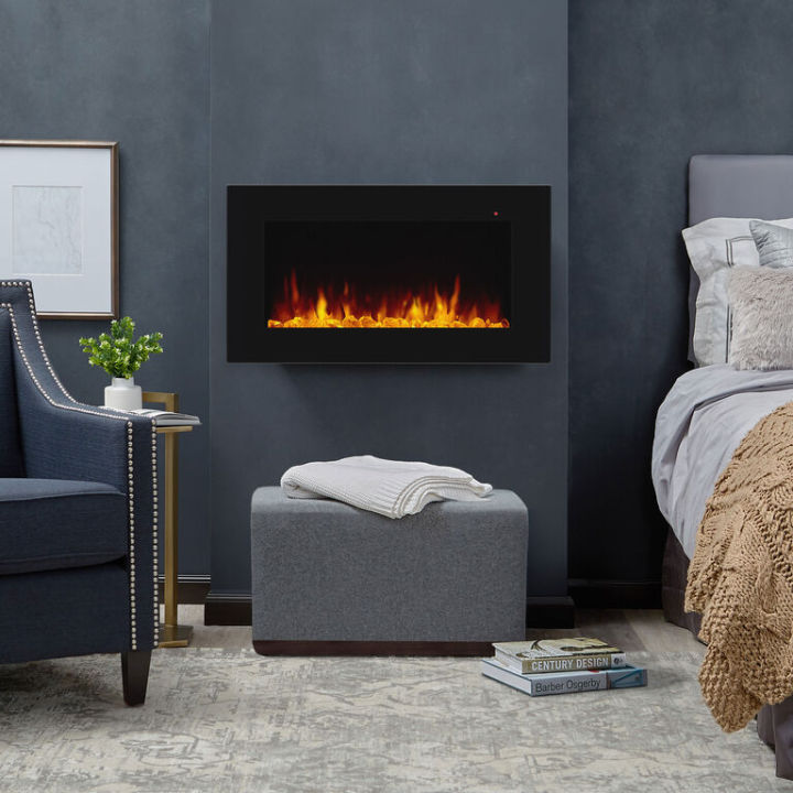 Electric Fireplace Black - Artifical Fireplace 48x18