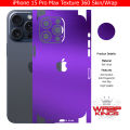 iPhone 15 Pro Max Skin/Wrap 360 Protection Sheet/ Carbon fiber/ Matte/ Transparent/ Lamination Back And Sides Included Camera Skin. 