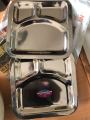 Portion Plate - 3 Portion Restaurant Style Serving Plate - Three Portion Fast Food Serving Plate - Stainless Steel Coated / Polished. 