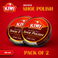 Pack of 2 Kiwi shoe polish 45ml (dark tan) - shine polish for shoes - dark tan shoes polish - Kiwi Shoe Polish to Shines, Nourishes And Protect - Polish For Footwear - Quick Easy Shine To Your Shoes. 