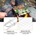 Portable BBQ Grilling Basket 430 Stainless Steel Square Barbecue Net Grill Fish Meat Folder Removable Wooden Handle BBQ Tools. 