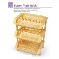 3 layer Plastic Plate Rack / Rag Dish Washing Stand Kitchen Draining Rack Having Water Draining Tray. 