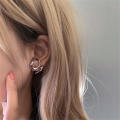Y2K Irregular Earrings for Women Silver Color Hip-Hop Punk Fashion Geometric Earring Clip Girl 2023 Trendy Party Jewelry. 