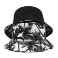 2022 New Unisex Fashion Summer Reversible Black White Coconut Tree Printed Fisherman Caps Bucket Hats Gorro Pescador Men Women. 