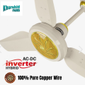 Khurshid Fan AC DC Icon Light Wood Fancy Ceiling Fan - Inverter Hybrid with Remote Control Copper Winding - 56 Inches Blade Size. 