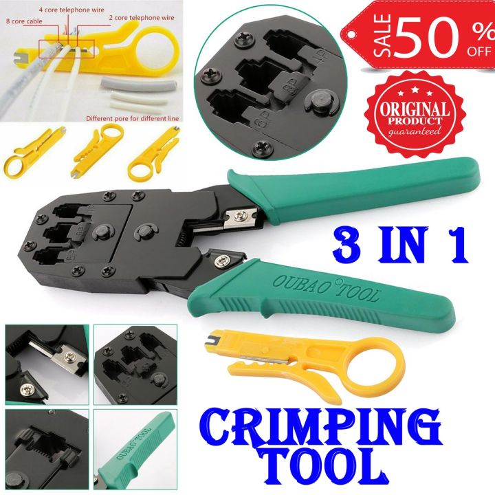Complete Network Tool Kit - Crimper For RJ45 RJ11, Tester, Wire Stripper & Cutter For Cat5 Cat6
