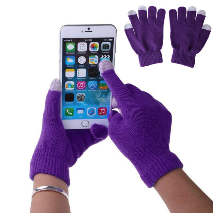 1 Pair Unisex Winter Warm Capacitive Knit Gloves Hand Warmer For Touches Screen Smart Phone XIN-Shipping