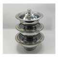 Durable Made Set OF 3 Stainless Steel Glass Lids Curry Serving Dishes Donga Set Salan Donga Set 800ML,900ML,1000ML Silver-Basic Kitchen Gadgets/Accessories. 